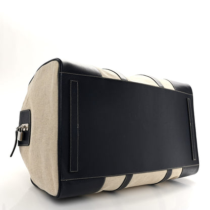 Prada Canvas Calfskin Duffle Beige Navy 3 of 9