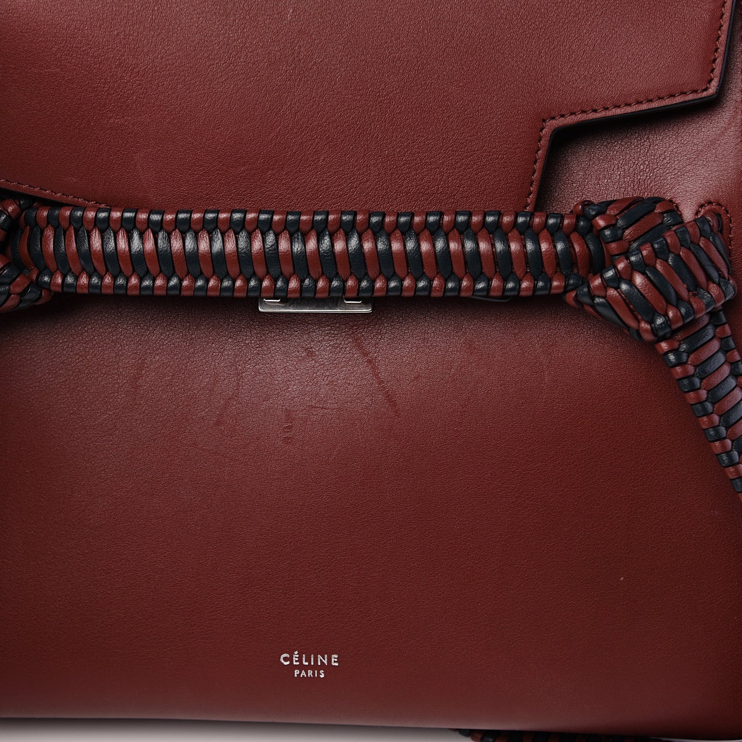 Smooth Calfskin Micro Bi-Color Braided Belt Bag Red Wood