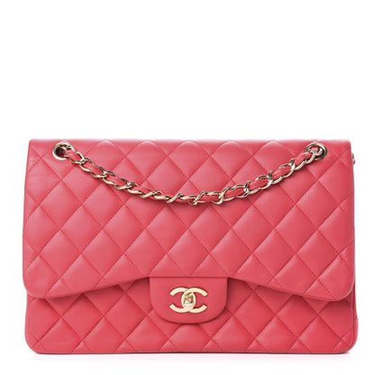 Chanel Lambskin Quilted Jumbo Double Flap Pink 1 of 14