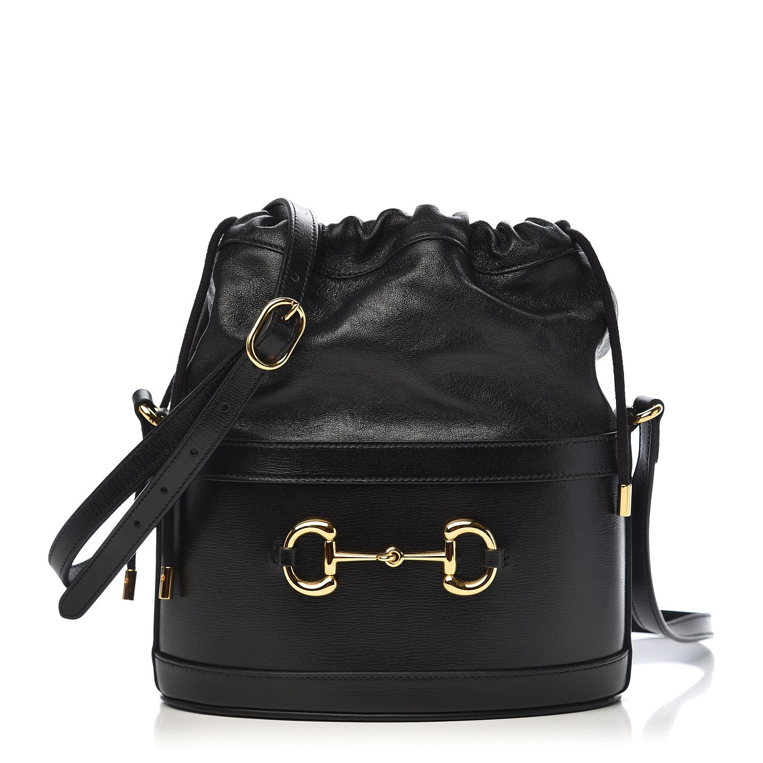 Gucci Azalea Sakai Calfskin Horsebit 1955 Drawstring Bucket Bag Black 1 of 10