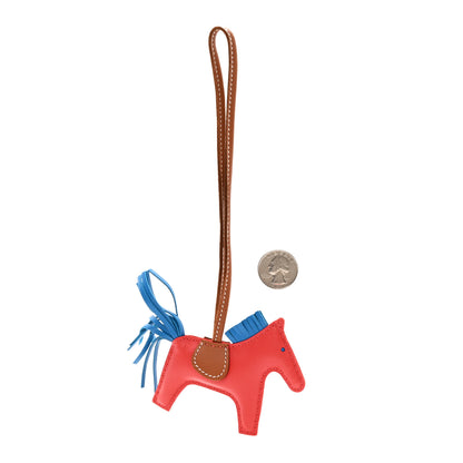 Hermes Milo Lambskin Grigri Rodeo Horse Bag Charm PM Rose Texas Bleu Zanzibar Gold 2 of 4