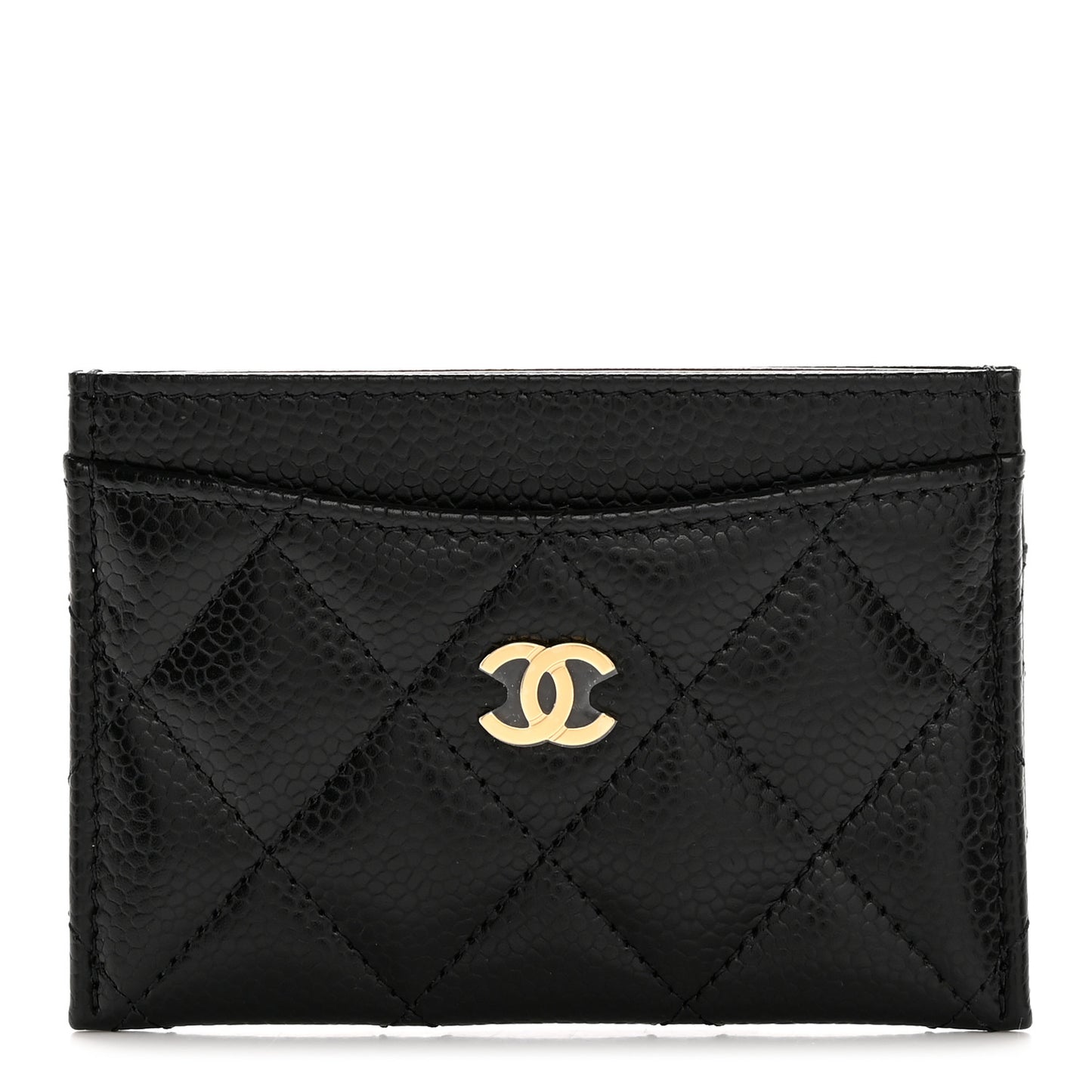 Caviar Quilted Card Holder Black