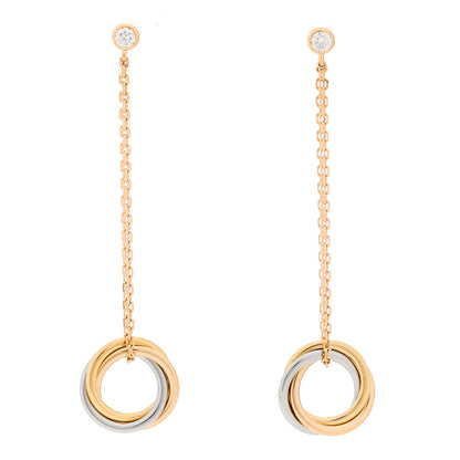 Cartier 18K Pink Yellow White Gold Diamond Small Trinity Drop Earrings 1 of 4
