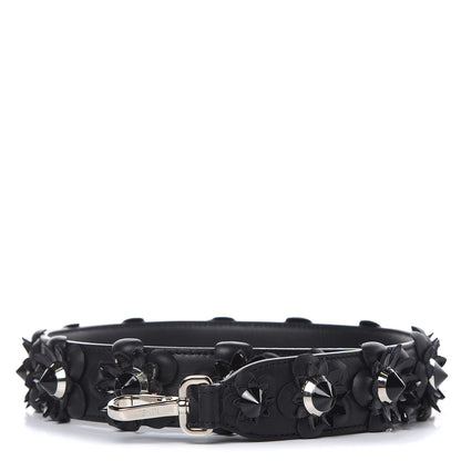 Fendi Vitello Dolce Nappa Patent Flowerland Studded Strap You Black 1 of 4