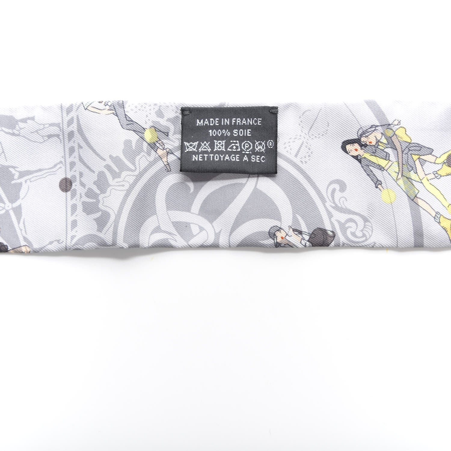 Hermes Silk Ex-Libris Les Parisie Twilly Gris Perle Jaune Soufre 2 of 4