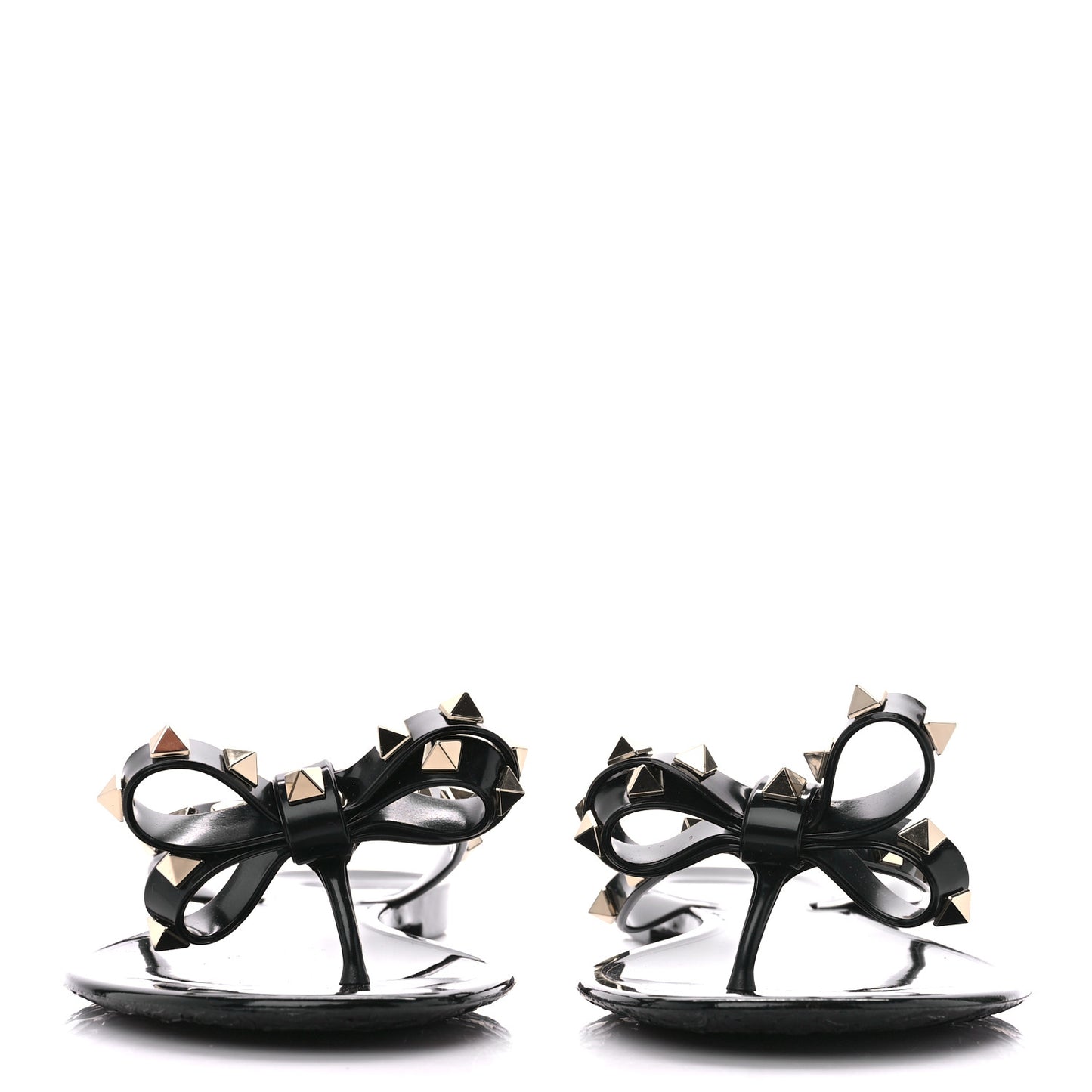 PVC Jelly Rockstud Bow Thong Sandals 41 Black