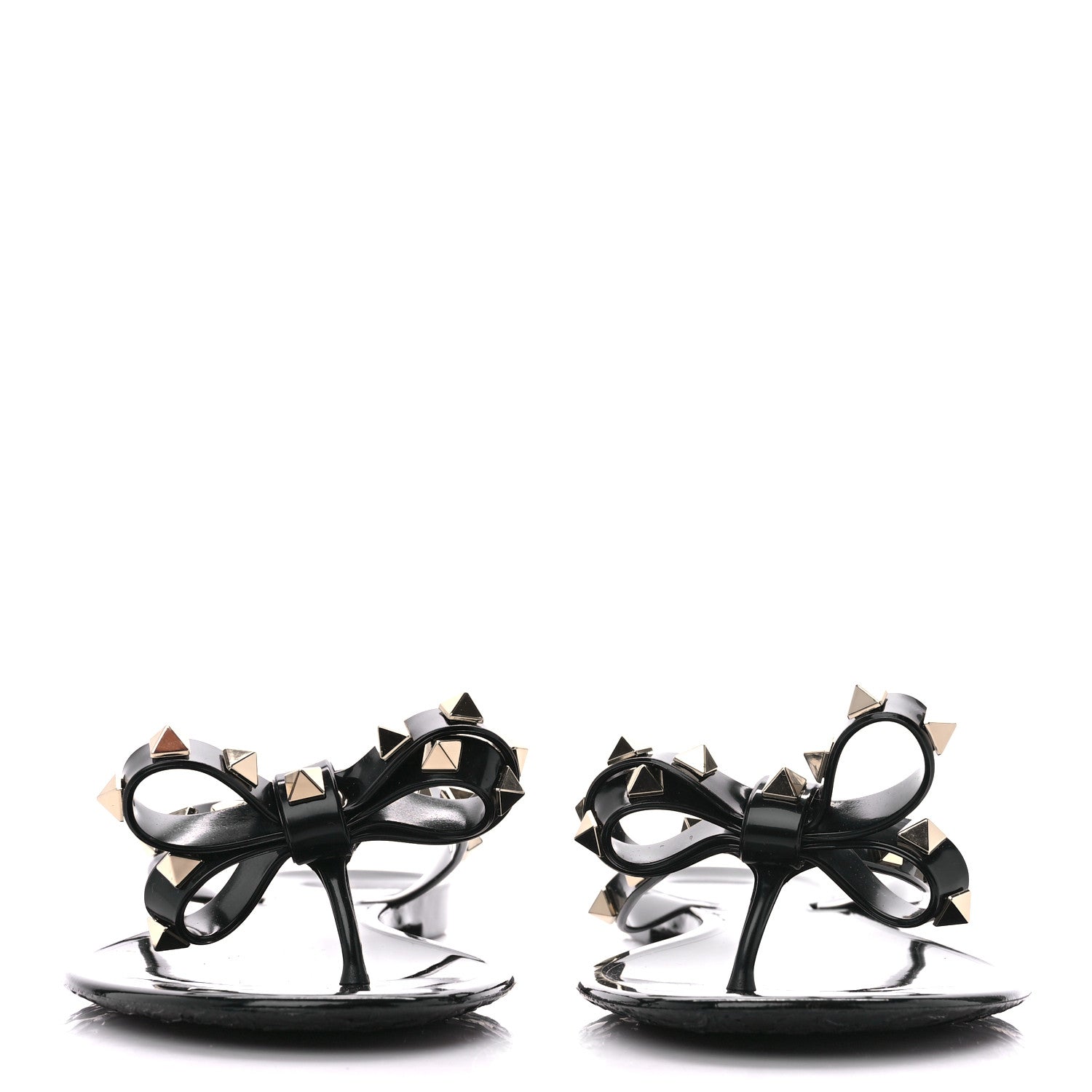 Valentino Garavani PVC Jelly Rockstud Bow Thong Sandals 41 Black 2 of 8