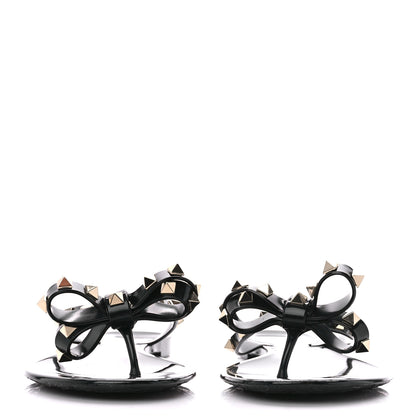 Valentino Garavani PVC Jelly Rockstud Bow Thong Sandals 41 Black 2 of 8