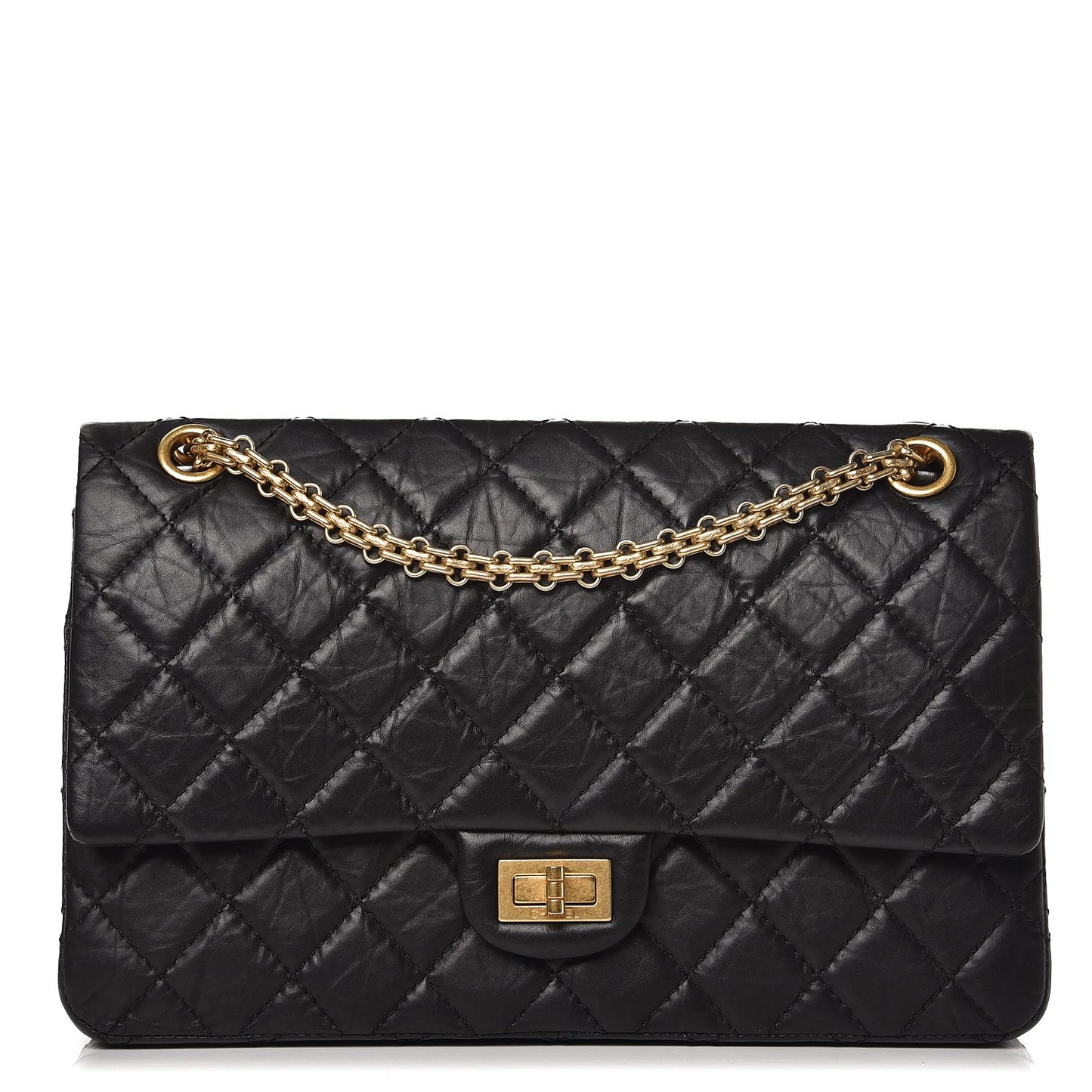 Aged Calfskin Quilted 2.55 Reissue 226 Flap Black