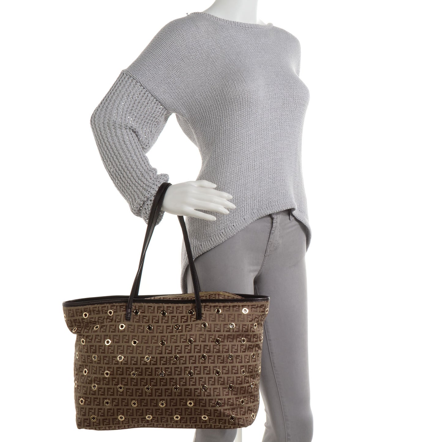 Nylon Zucchino Grommet Medium Roll Tote Mogano Panna Red Moro