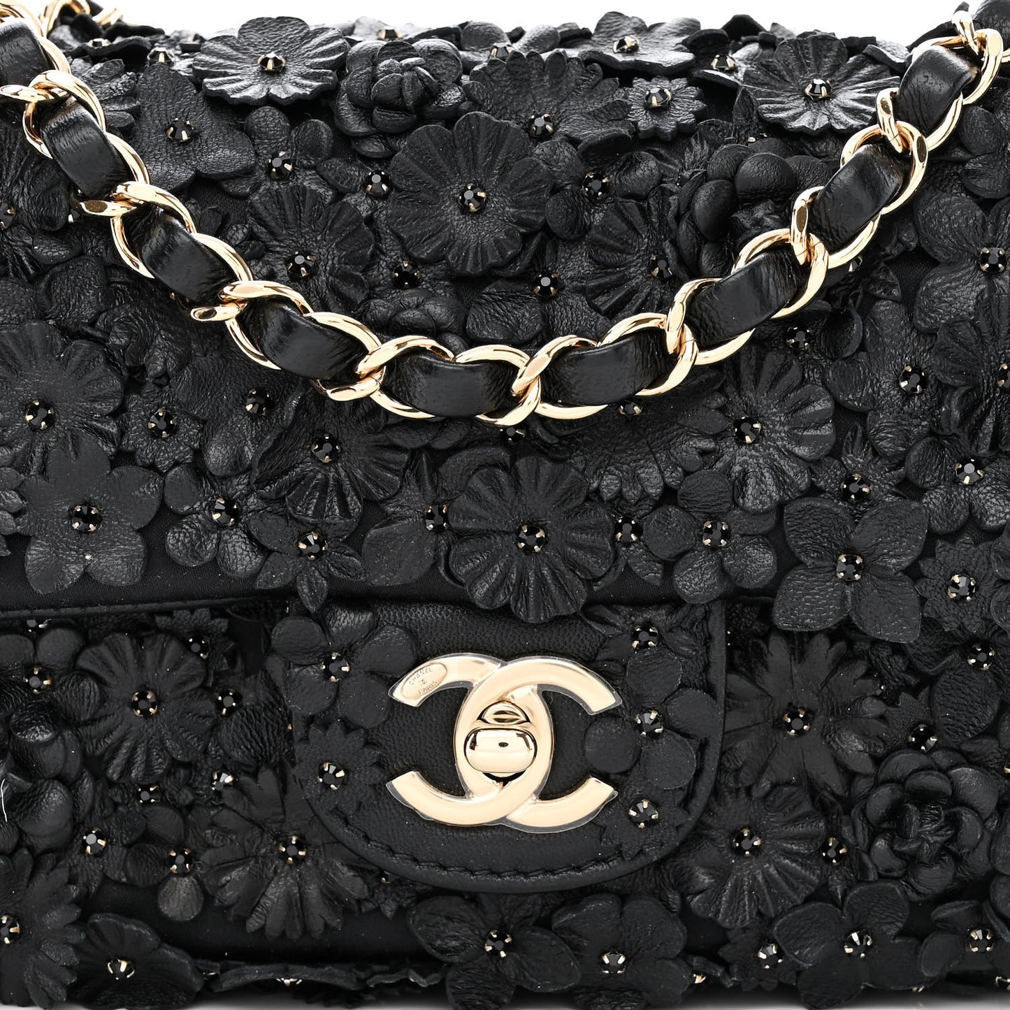 Lambskin Small Camellia Flap Black
