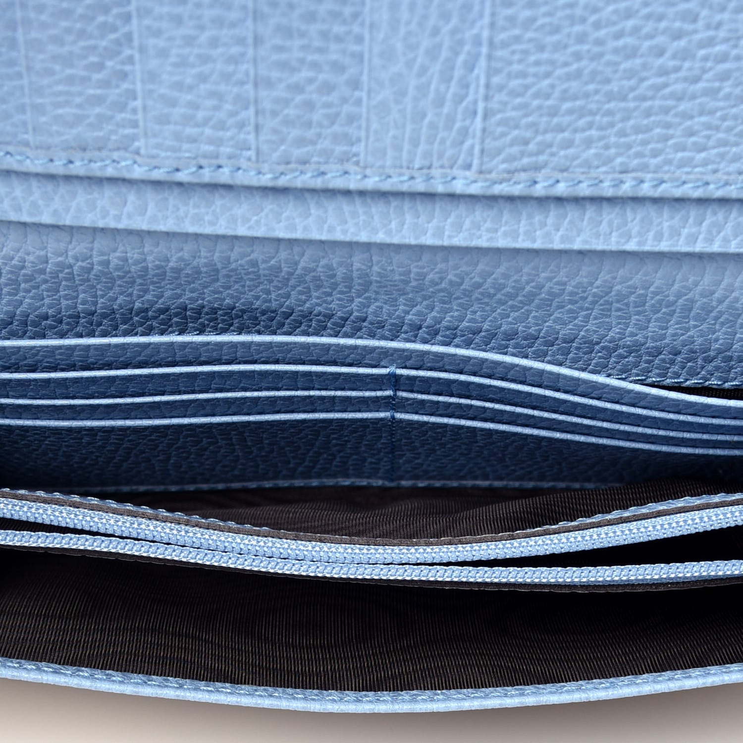 Gucci Monogram Dollar Calfskin Continental Flap Wallet Beige Ebony Mineral Blue 5 of 6
