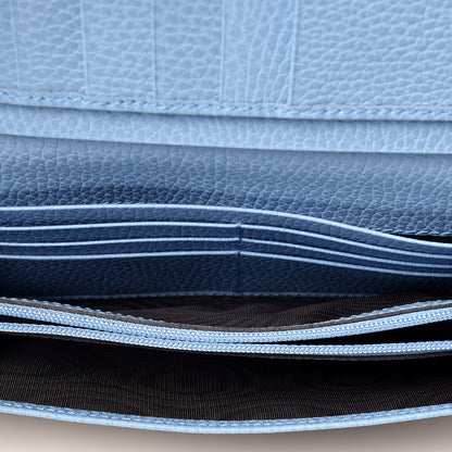 Gucci Monogram Dollar Calfskin Continental Flap Wallet Beige Ebony Mineral Blue 5 of 6