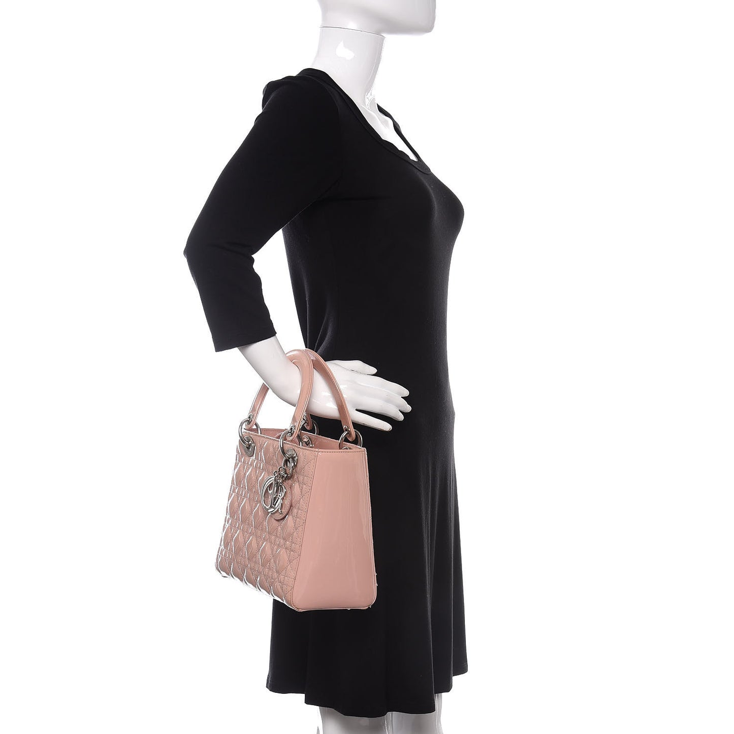 Patent Cannage Medium Lady Dior Rose Clair