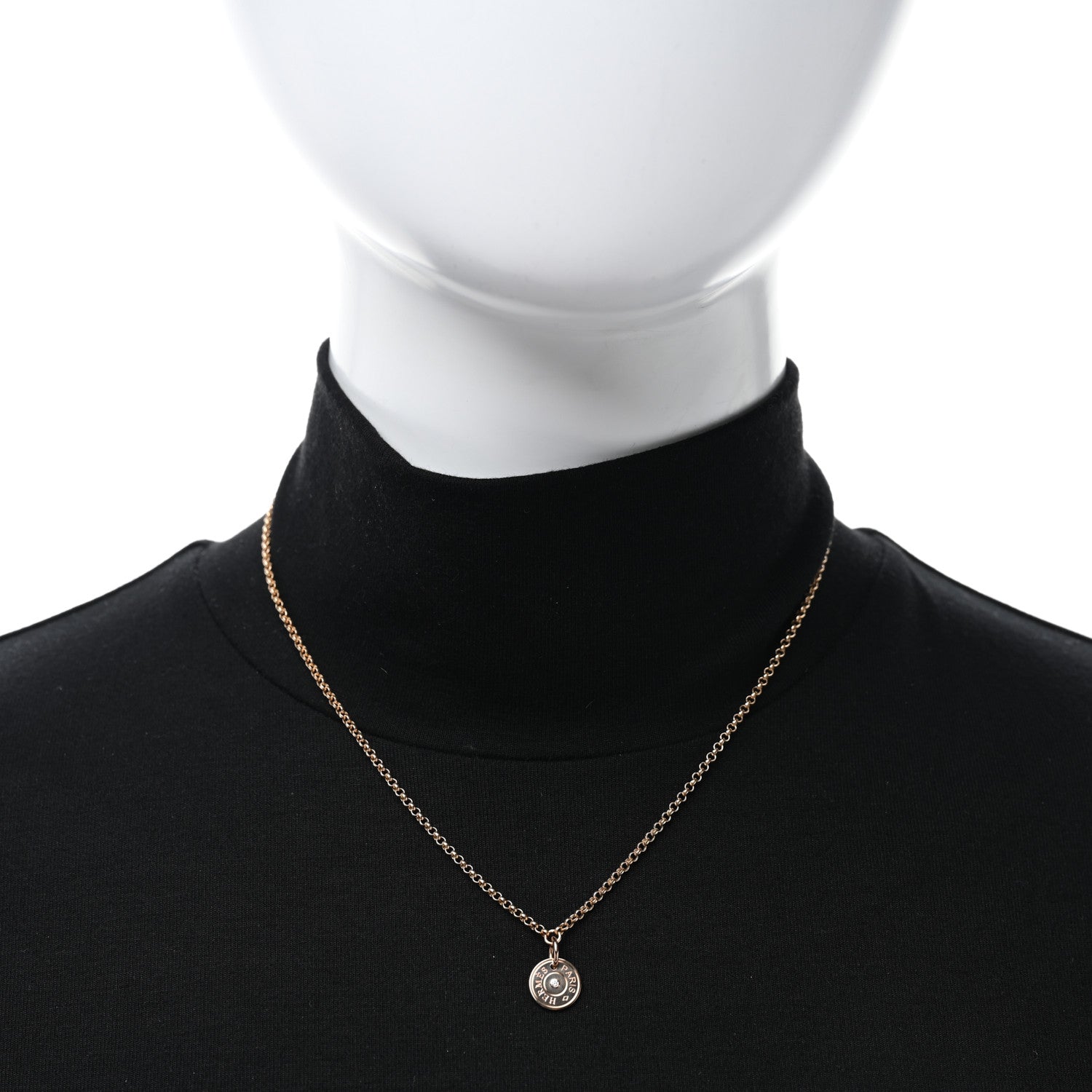 Hermes 18K Rose Gold Diamond Gambade Clou de Selle Necklace 3 of 6