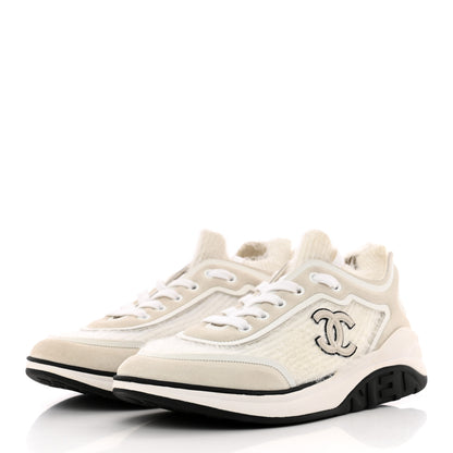 Chanel Fabric Calfskin Suede CC Womens Sneakers 38.5 White 3 of 16
