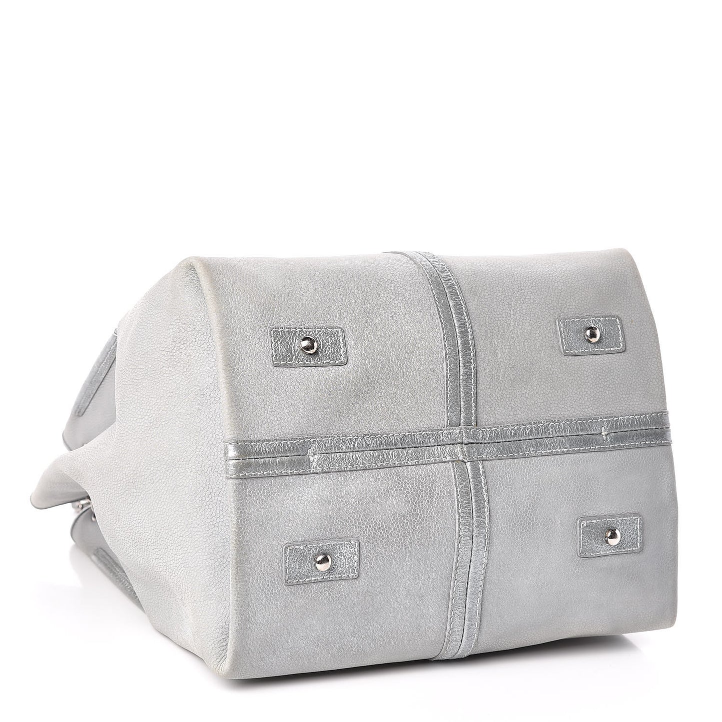 Iridescent Caviar Camellia Flower Shopping Tote Grey