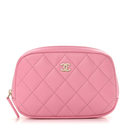 Chanel Caviar Quilted Small Curvy Pouch Cosmetic Case Pink 1 of 8