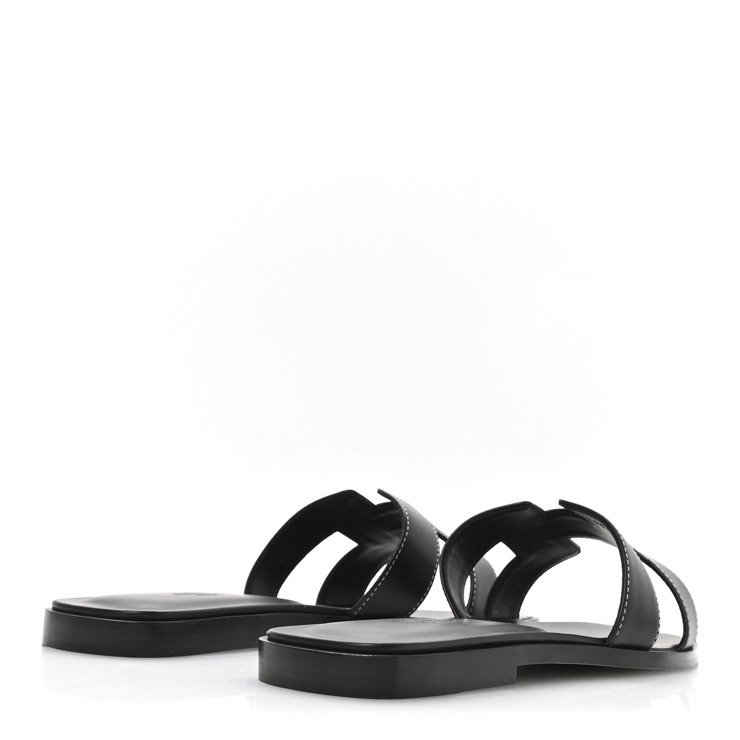 Hermes Box Calfskin Oran Sandals 40 Black 5 of 9