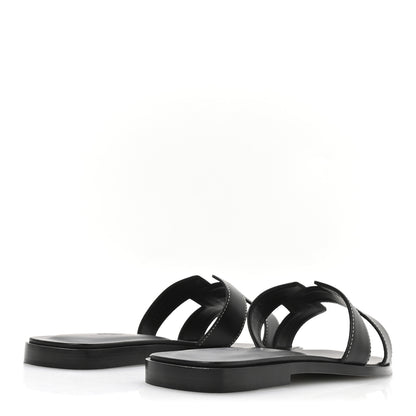 Hermes Box Calfskin Oran Sandals 40 Black 5 of 9