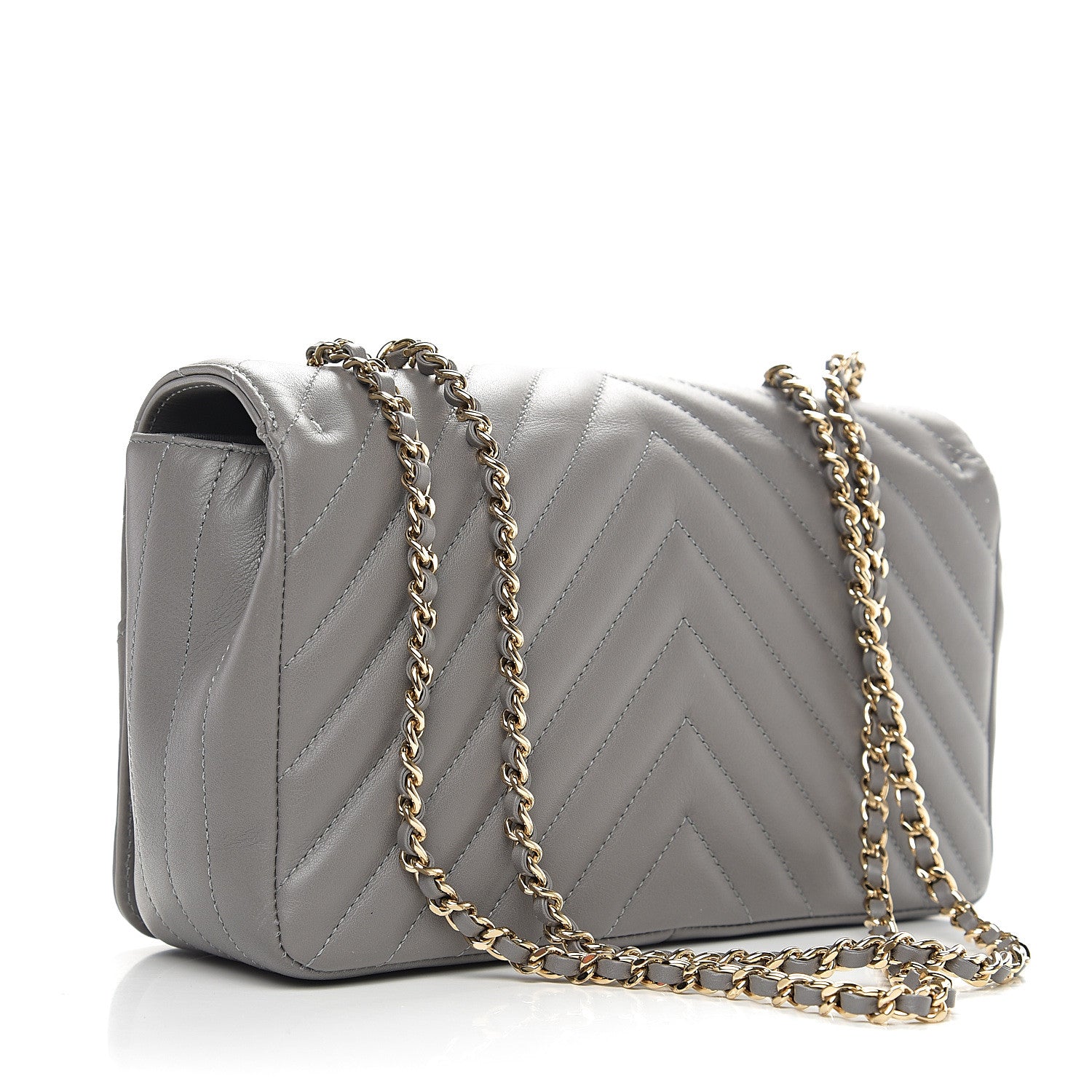 Chanel Calfskin Chevron Quilted Small Statement Flap Grey 2 of 10