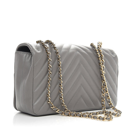 Chanel Calfskin Chevron Quilted Small Statement Flap Grey 2 of 10