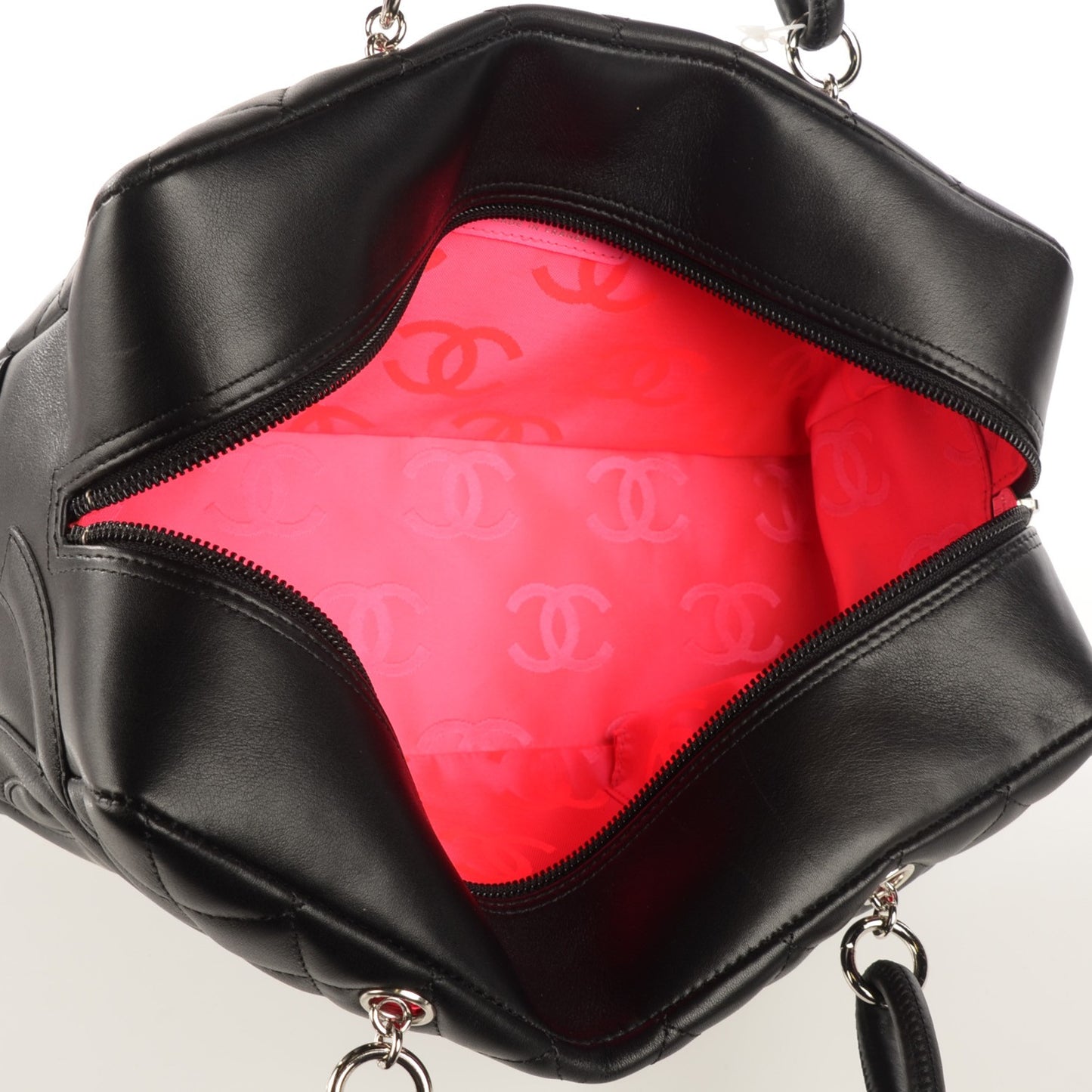Calfskin Quilted Large Cambon Bowler Black