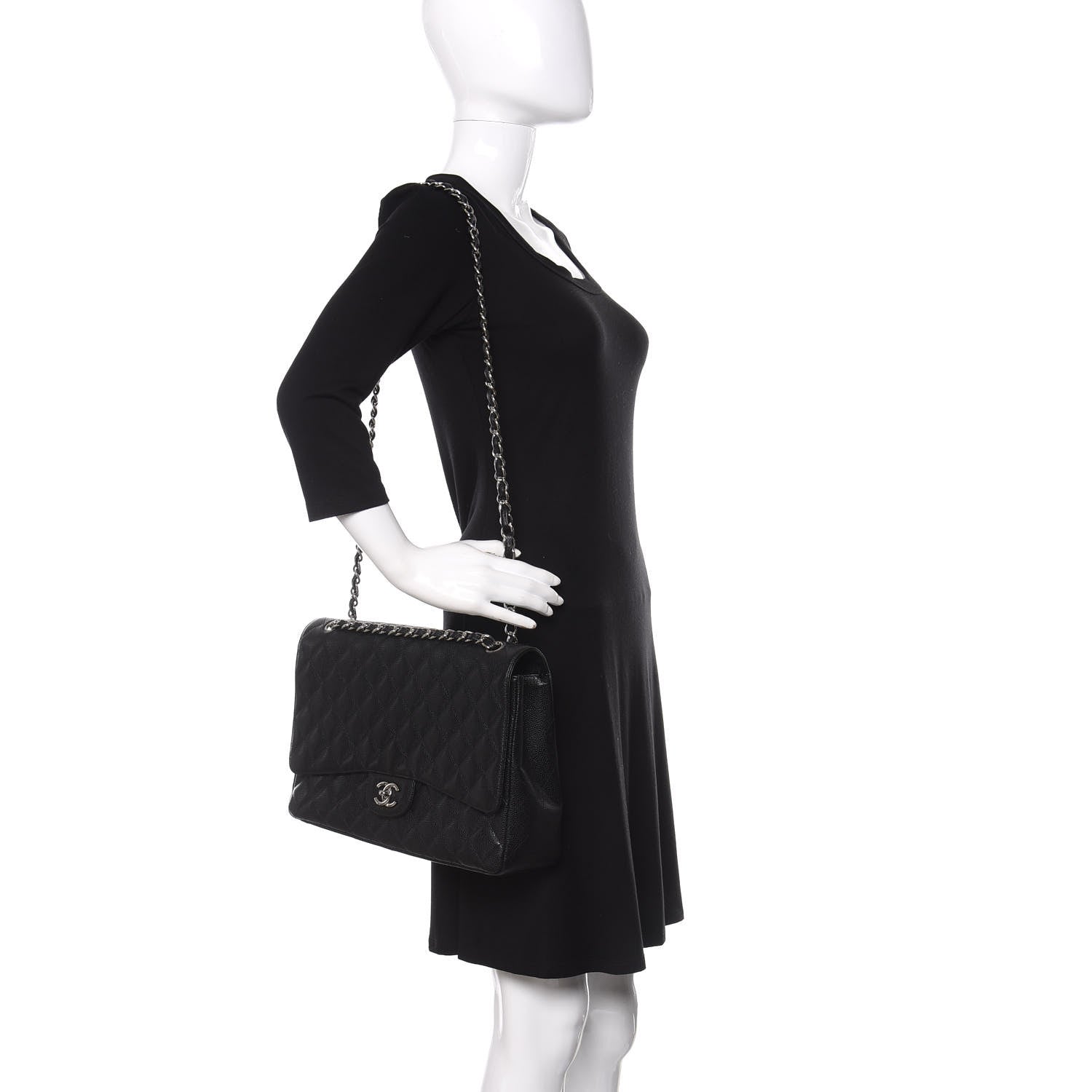 Chanel Caviar Quilted Maxi Single Flap Black 3 of 12