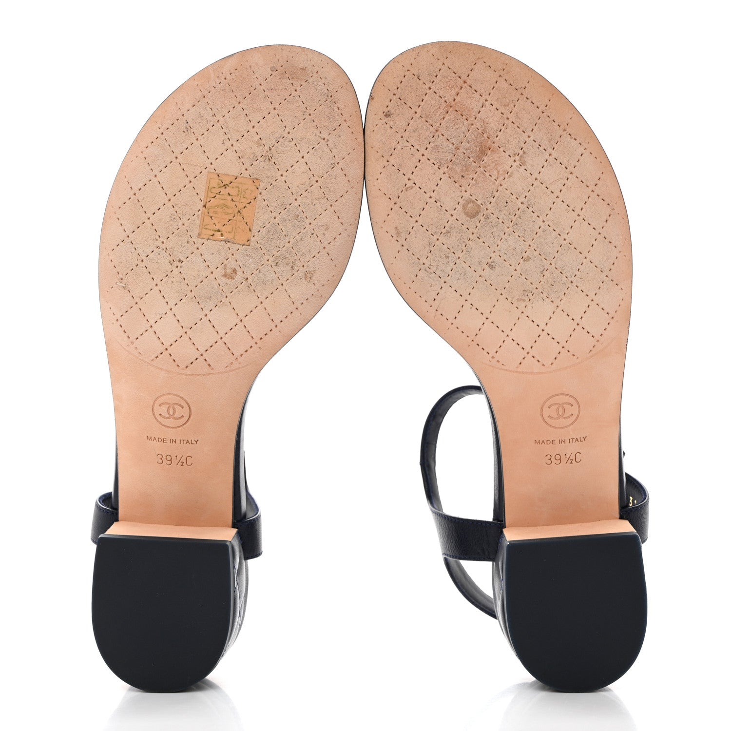 Chanel Lambskin Chain CC Logo Thong Sandals 39.5 Navy 5 of 9