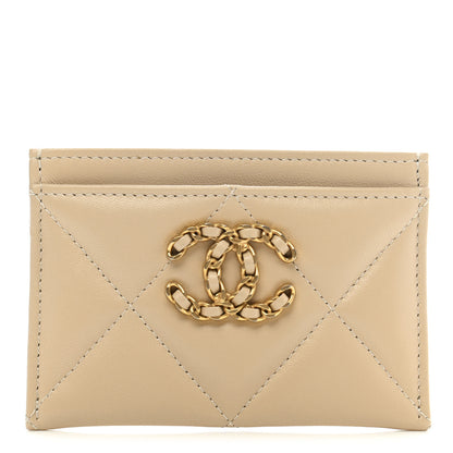 Chanel Lambskin Quilted 19 Card Holder Beige 1 of 8