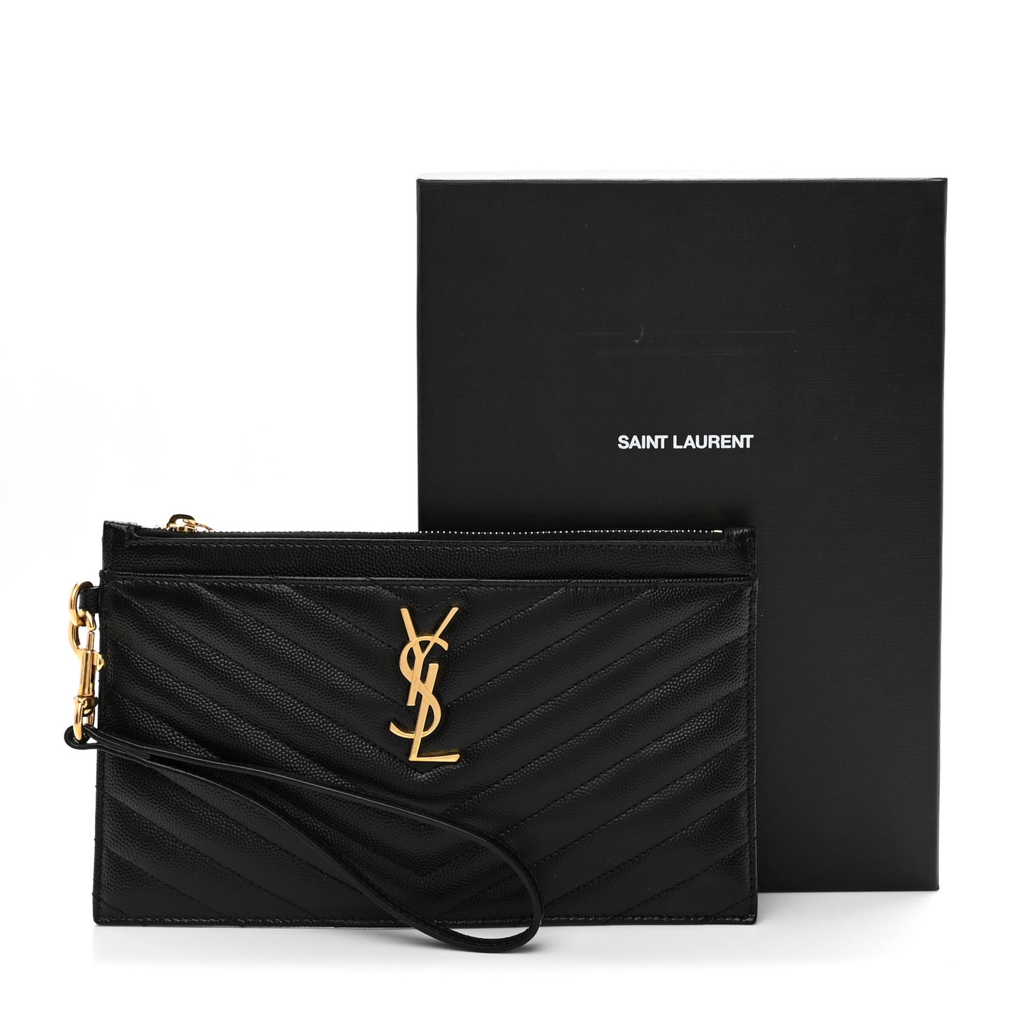 Grain De Poudre Chevron Monogram Large Bill Pouch Black