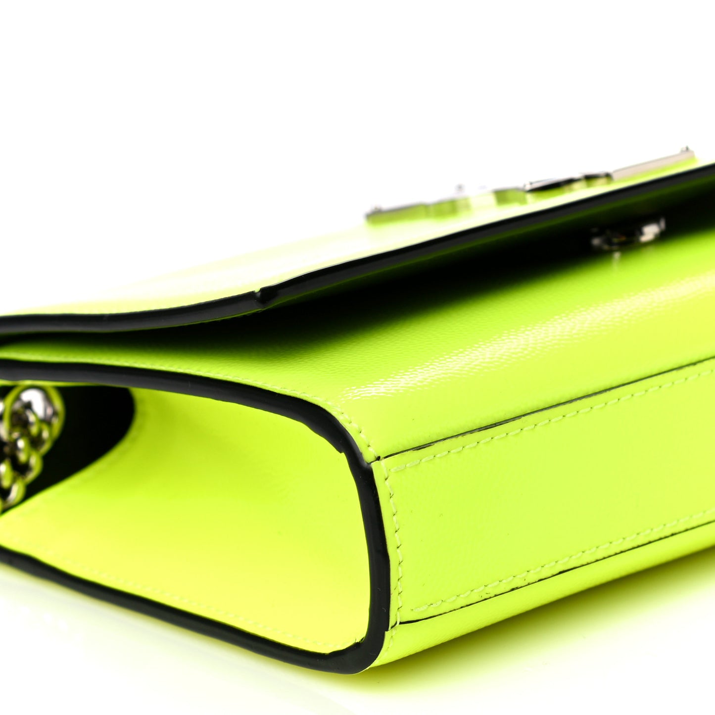 Patent Grain de Poudre Small Monogram Kate Satchel Neon Yellow