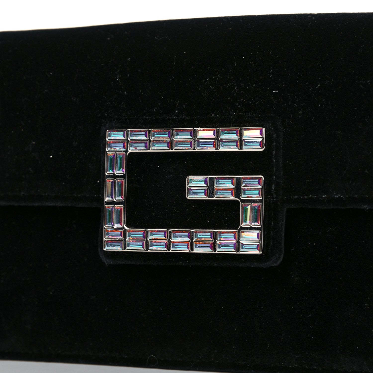 Gucci Velvet Crystal Square G Shoulder Bag Black 16 of 17
