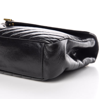 Saint Laurent Cracked Shiny Calfskin Matelasse Chevron Monogram Large College Satchel Black 6 of 12