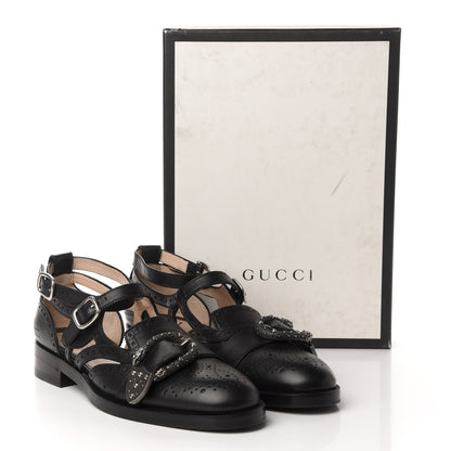 Gucci Calfskin Bee Embroidered Womens Queercore Brogue Wingtip Monk Strap Loafers 40 Black 10 of 10