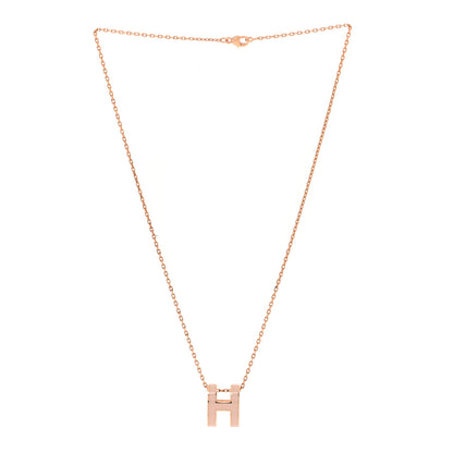 Hermes Lacquered Rose Gold Pop H Pendant Necklace Rose Dragee 3 of 7
