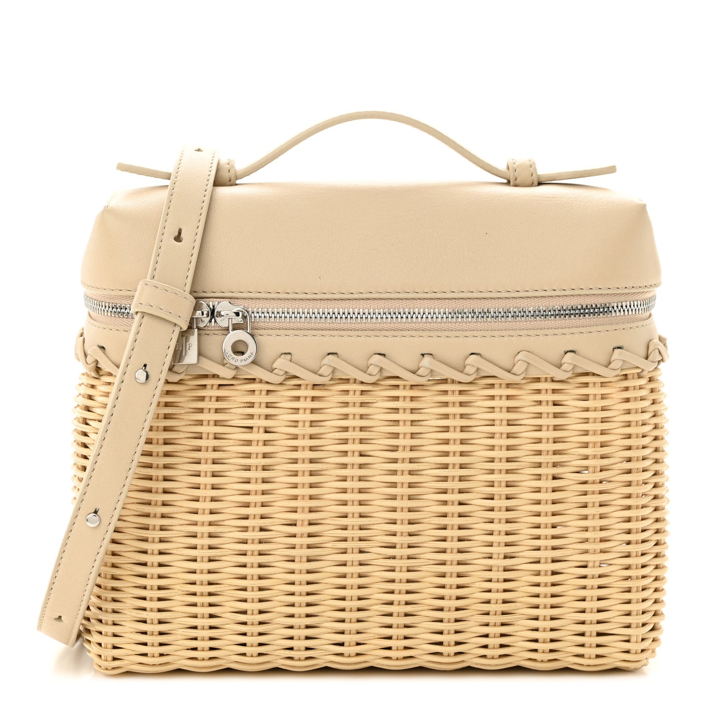 Wicker Calfskin North South L19 Extra Pocket Pouch Ivory