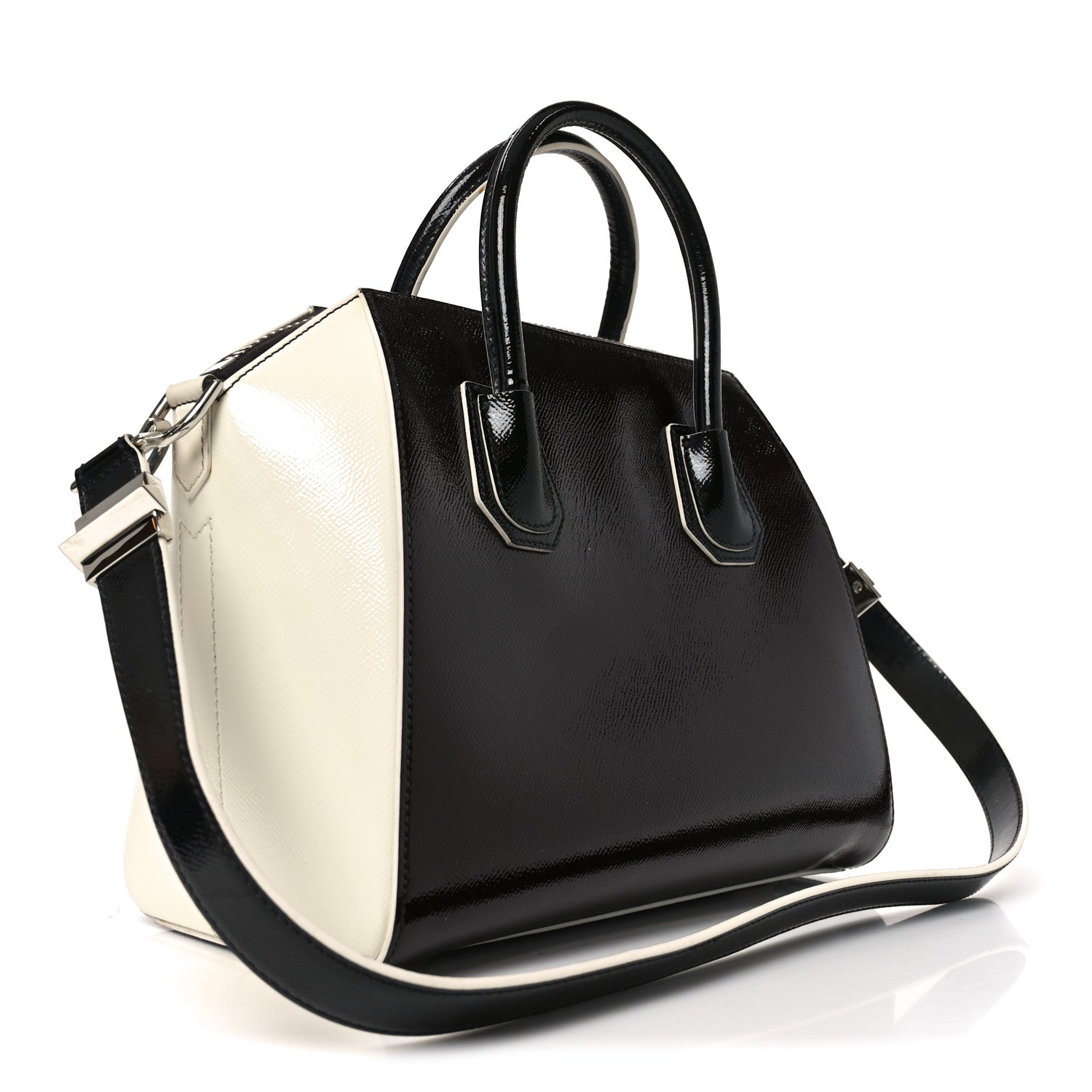 Givenchy Textured Patent Calfskin Small Tri-Color Antigona Black White Brown 3 of 10