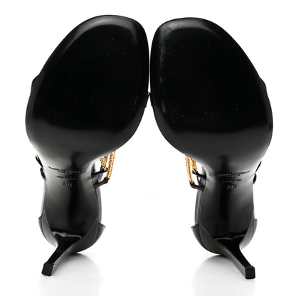 Saint Laurent Seta Calfskin Chain Sandals 38 Black 5 of 9