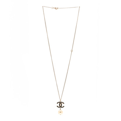 Chanel Enamel Pearl CC Baroque Drop Necklace Black Gold 3 of 5