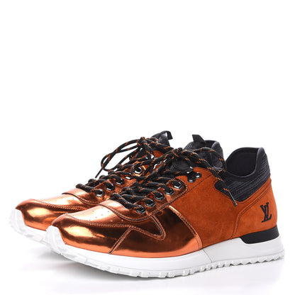 Louis Vuitton Metallic Patent Suede Run Away Sneakers 8 Orange 3 of 7