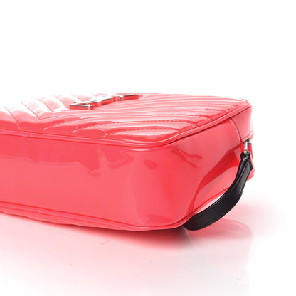 Saint Laurent Patent Calfskin Matelasse Monogram Lou Camera Bag Neon Pink 10 of 11