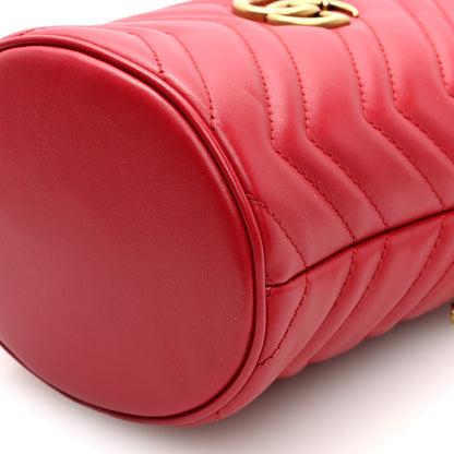 Gucci Calfskin Matelasse Mini GG Marmont 2.0 Bucket Bag Hibiscus Red 9 of 10