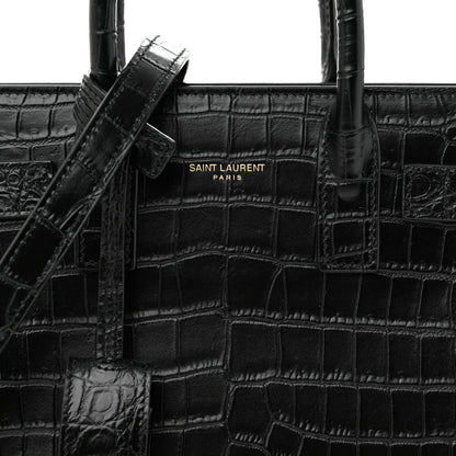 Saint Laurent Calfskin Crocodile Embossed Nano Sac De Jour Black 8 of 11