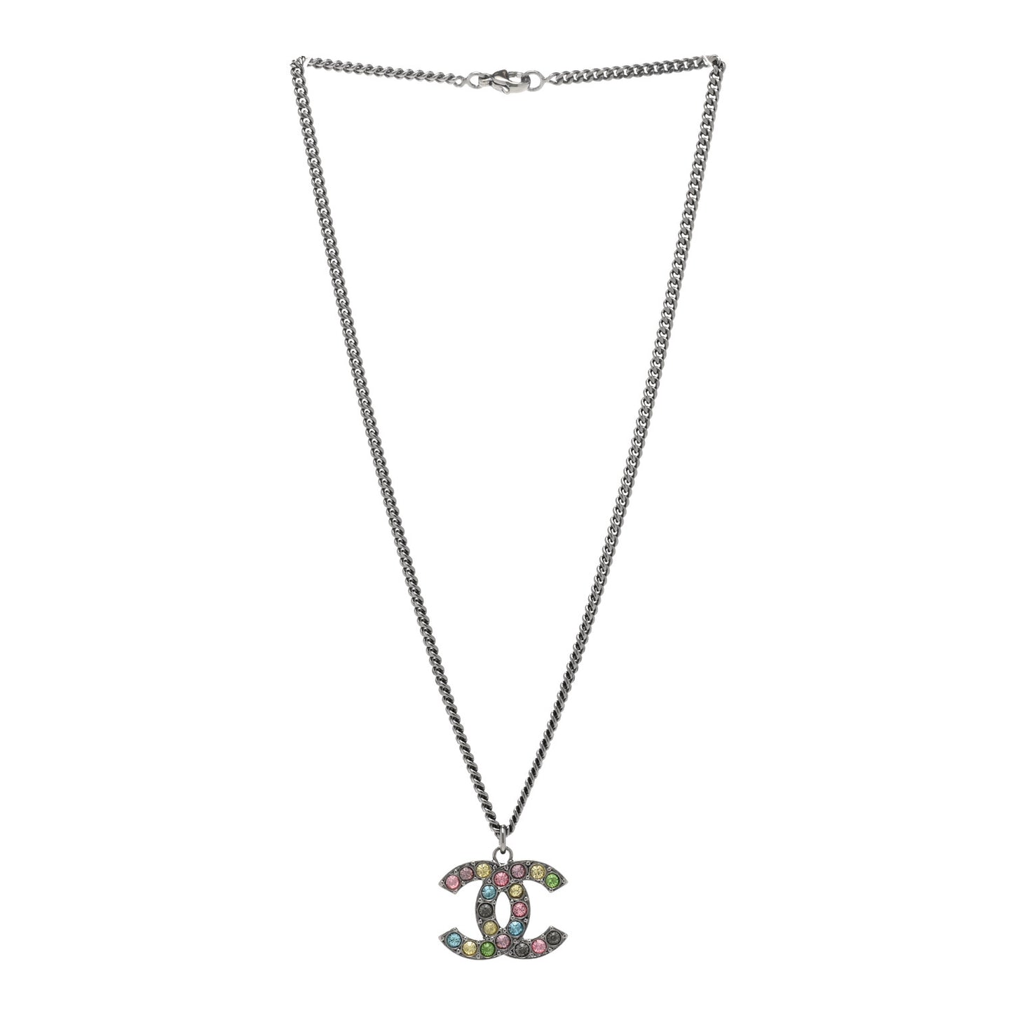 Crystal CC Necklace Silver Multicolor