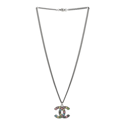 Chanel Crystal CC Necklace Silver Multicolor 3 of 6