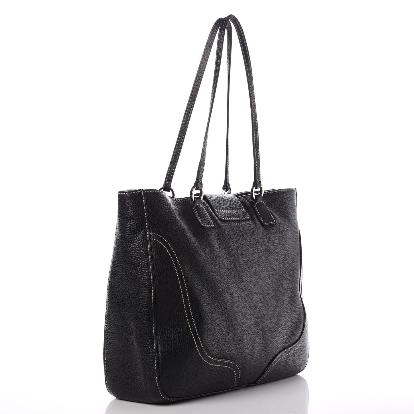 Grained Calfskin Tote Black
