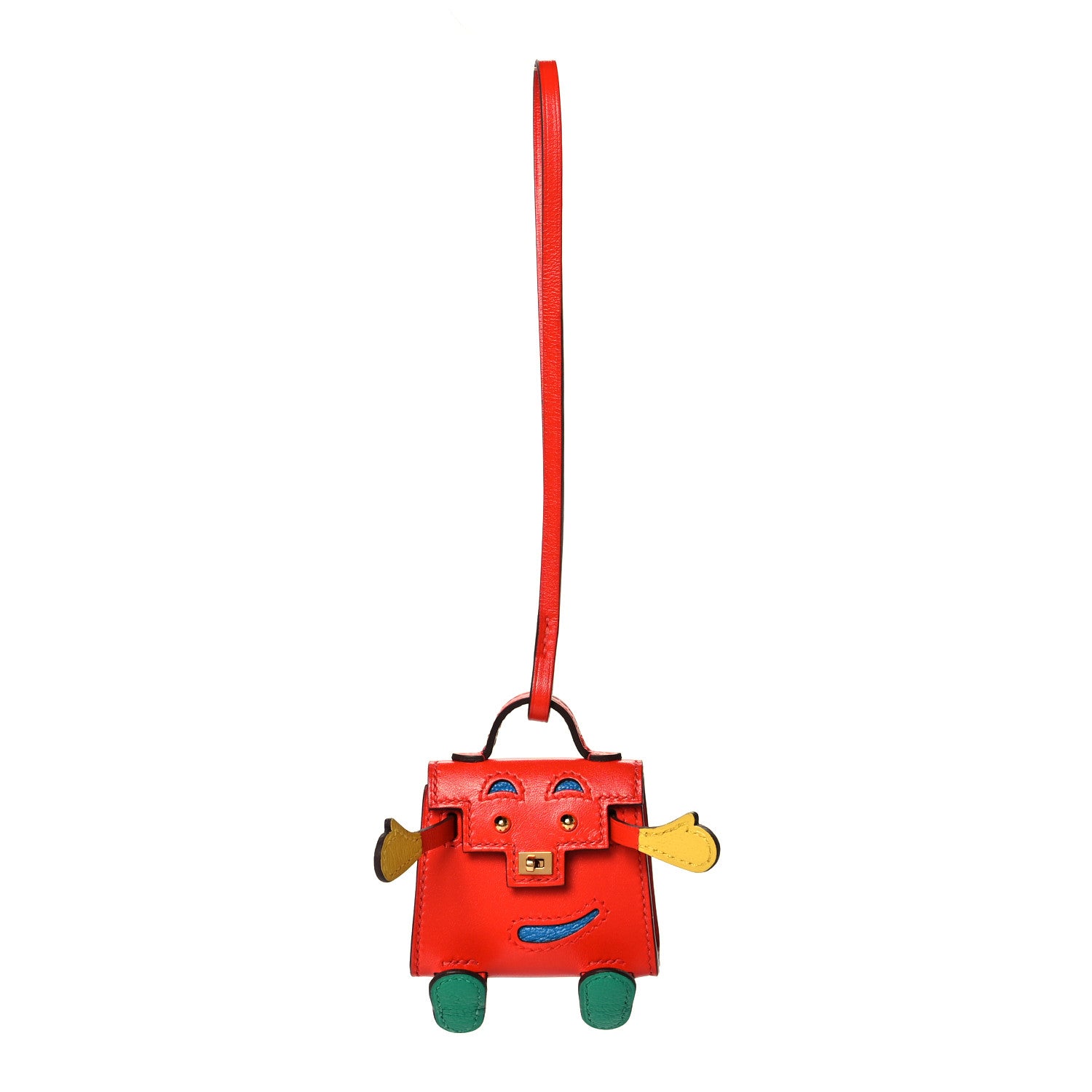 Hermes Tadelakt Chevre Mysore Kelly Quelle Idole Bag Charm Capucine Jaune De Naples Vert Vertigo Zanzibar 1 of 7