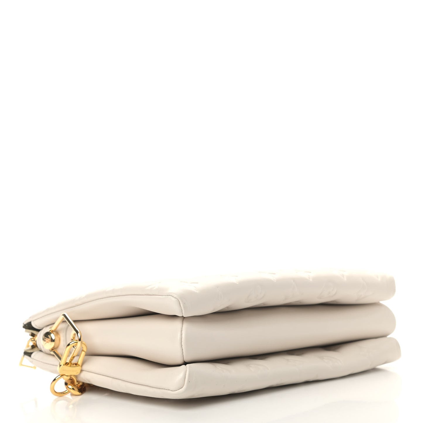 Lambskin Embossed Monogram Coussin PM Beige Cream
