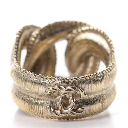 Chanel Pearl Crystal CC Ring 50 5.25 Gold Pearly White 3 of 5